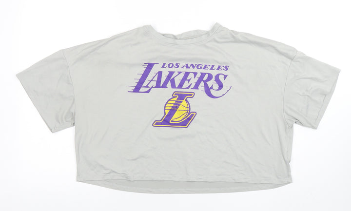 Primark NBA Lakers Grey Cropped T-Shirt Women L Relaxed Fit