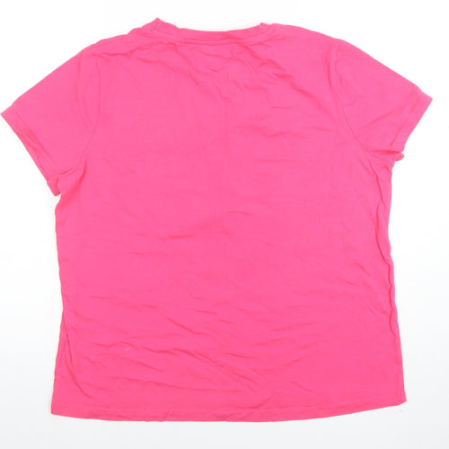 Disney Women's Pink Mickey Mouse Cotton T-Shirt M Short Sleeve