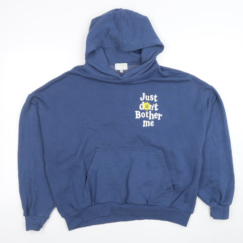 Pull&Bear Teen Blue Graphic Pullover Hoodie Size M