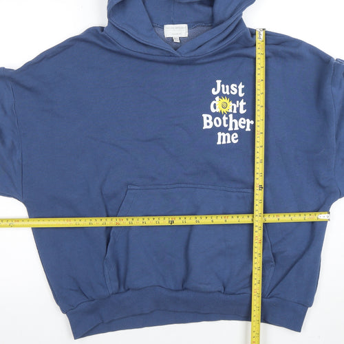 Pull&Bear Teen Blue Graphic Pullover Hoodie Size M
