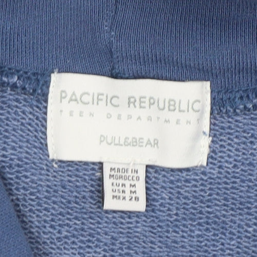 Pull&Bear Teen Blue Graphic Pullover Hoodie Size M