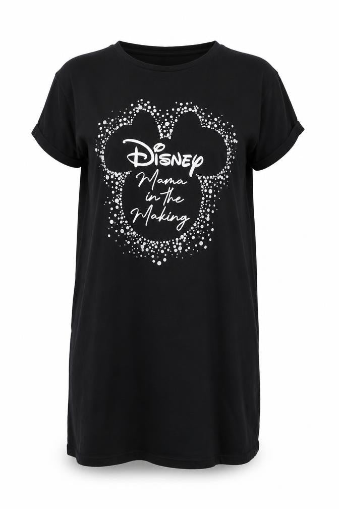 Front view of Disney at Primark Women's Black Maternity Nightshirt, size L