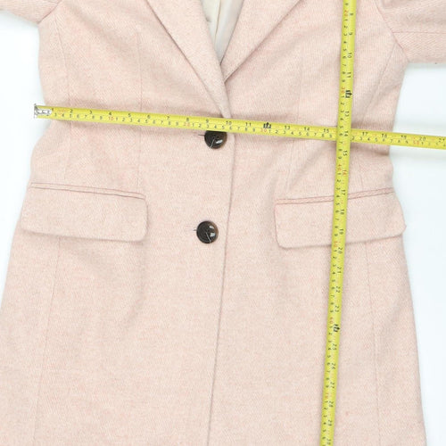 Next Women Beige Mid-Length Overcoat Size 14 Lined Button Classic Style