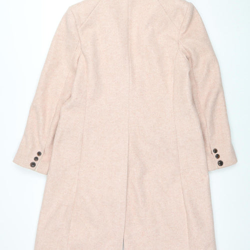 Next Women Beige Mid-Length Overcoat Size 14 Lined Button Classic Style