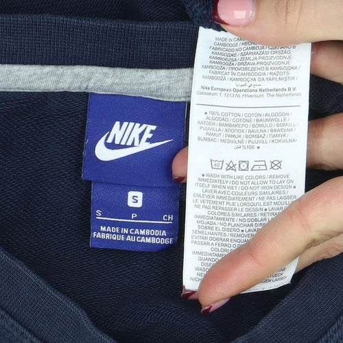 Nike Women’s Navy Blue Small Pullover Sweatshirt Crew Neck Cotton
