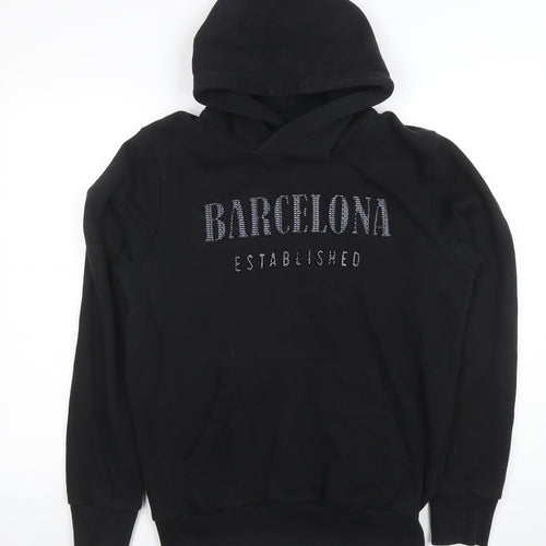 Barcelona Designs Men's Black Pullover Hoodie Size L Graphic Cotton