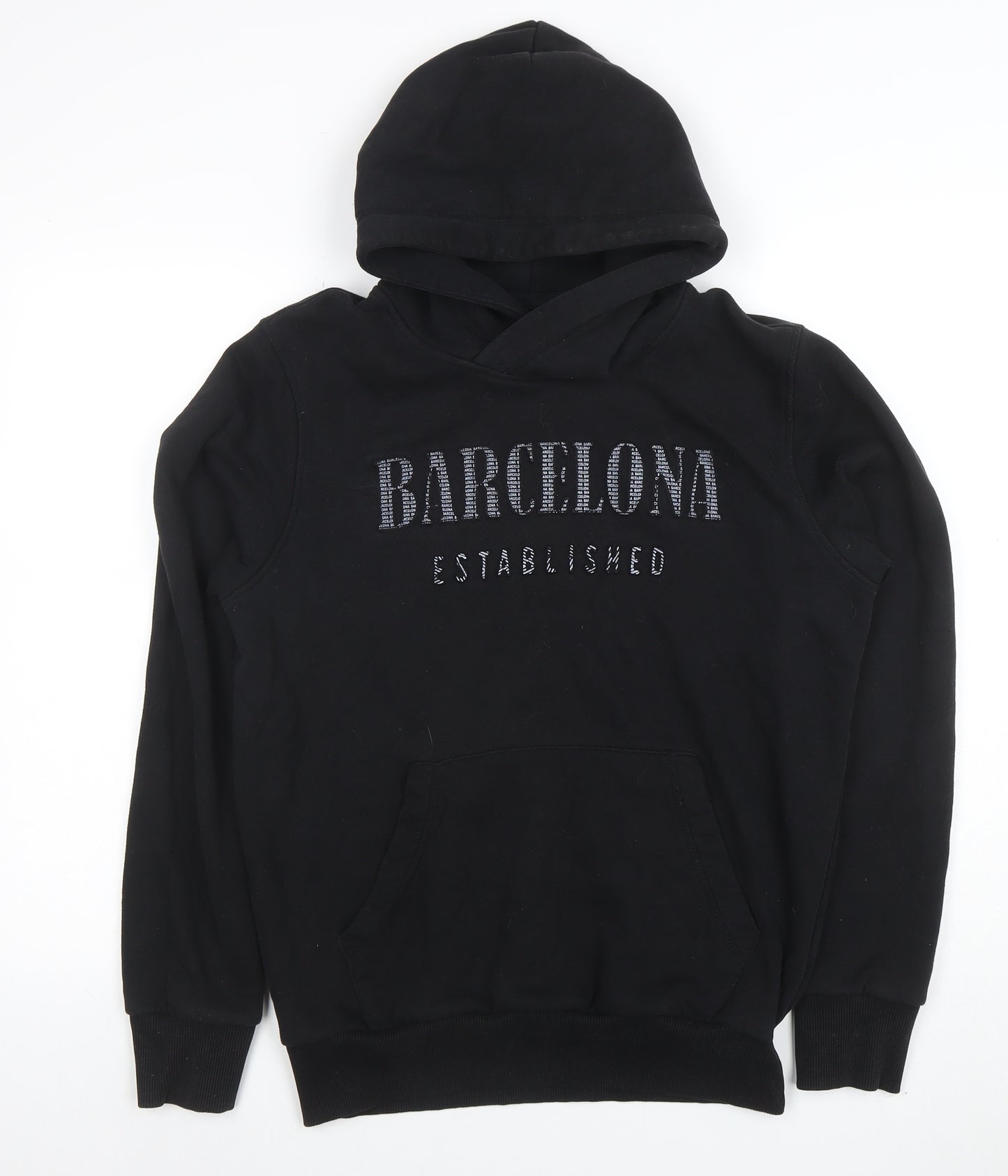 Barcelona Designs Men's Black Pullover Hoodie Size L Graphic Cotton