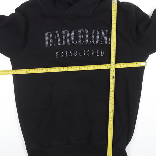 Barcelona Designs Men's Black Pullover Hoodie Size L Graphic Cotton