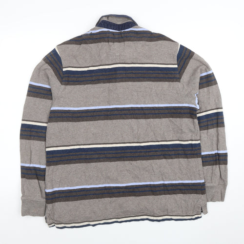 Marks and Spencer Men’s Brown Striped Long Sleeve Polo Shirt Size M