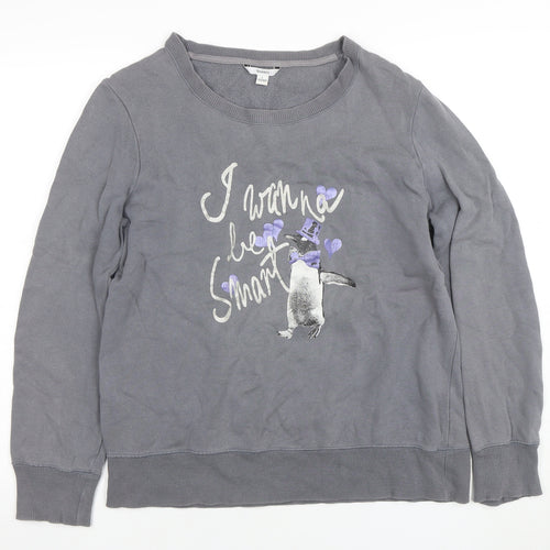 Bossini Boys Grey Penguin Graphic Long Sleeve Pullover Sweatshirt L