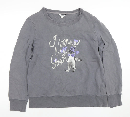 Bossini Boys Grey Penguin Graphic Long Sleeve Pullover Sweatshirt L