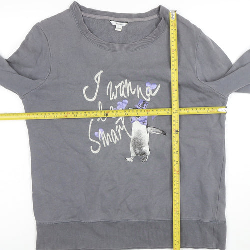 Bossini Boys Grey Penguin Graphic Long Sleeve Pullover Sweatshirt L