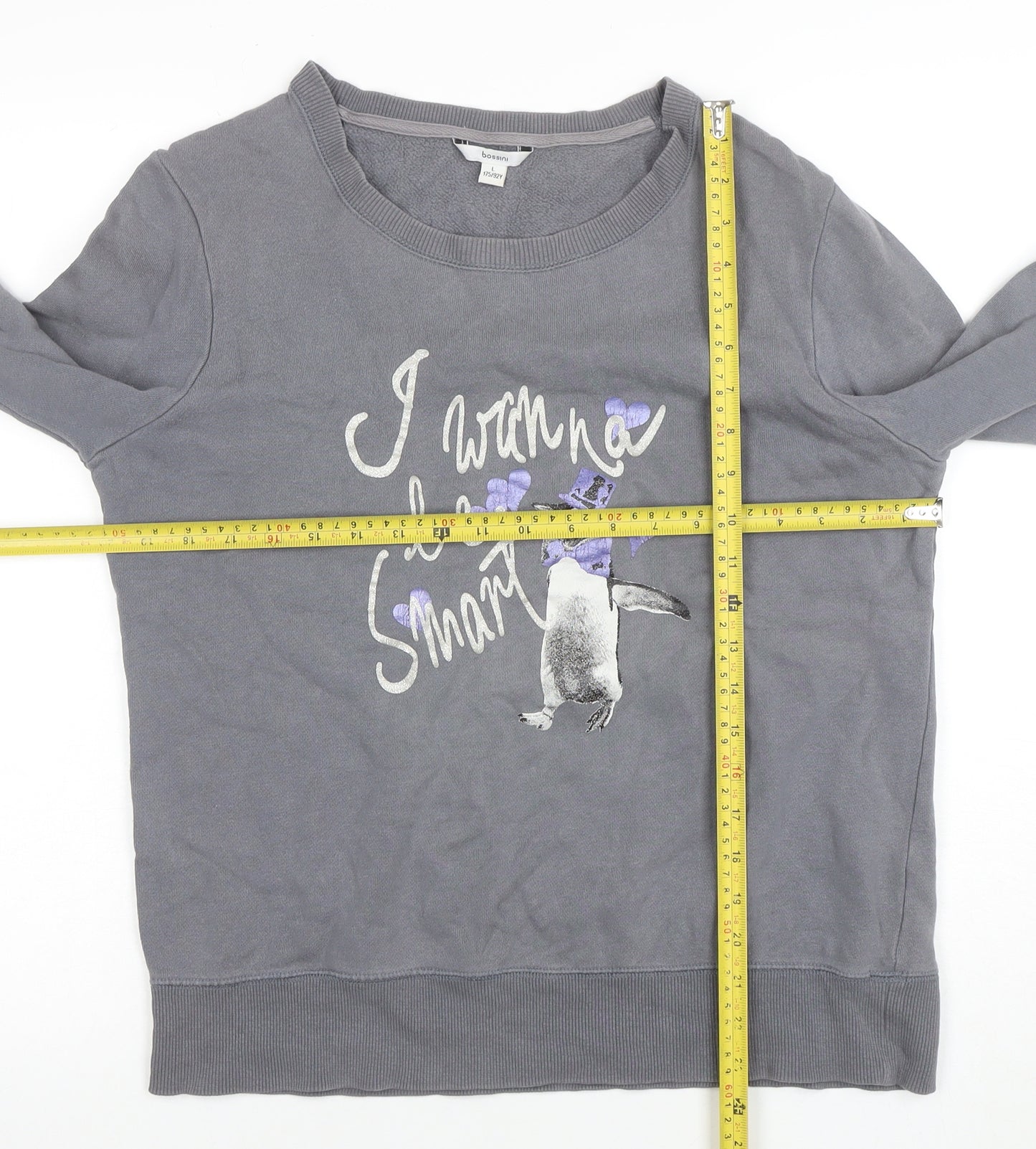 Bossini Boys Grey Penguin Graphic Long Sleeve Pullover Sweatshirt L