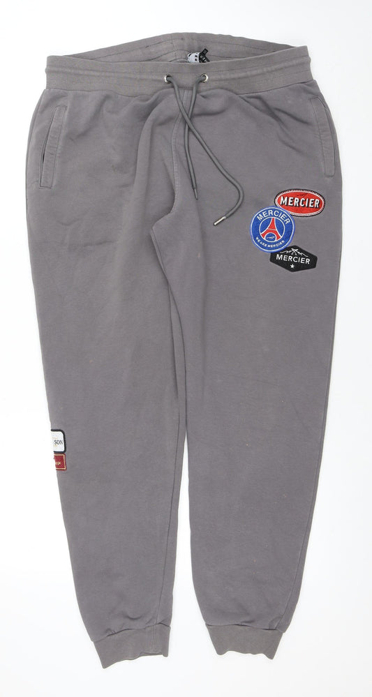 Mercier Men's Grey XL Jogger Sweatpants with Patches