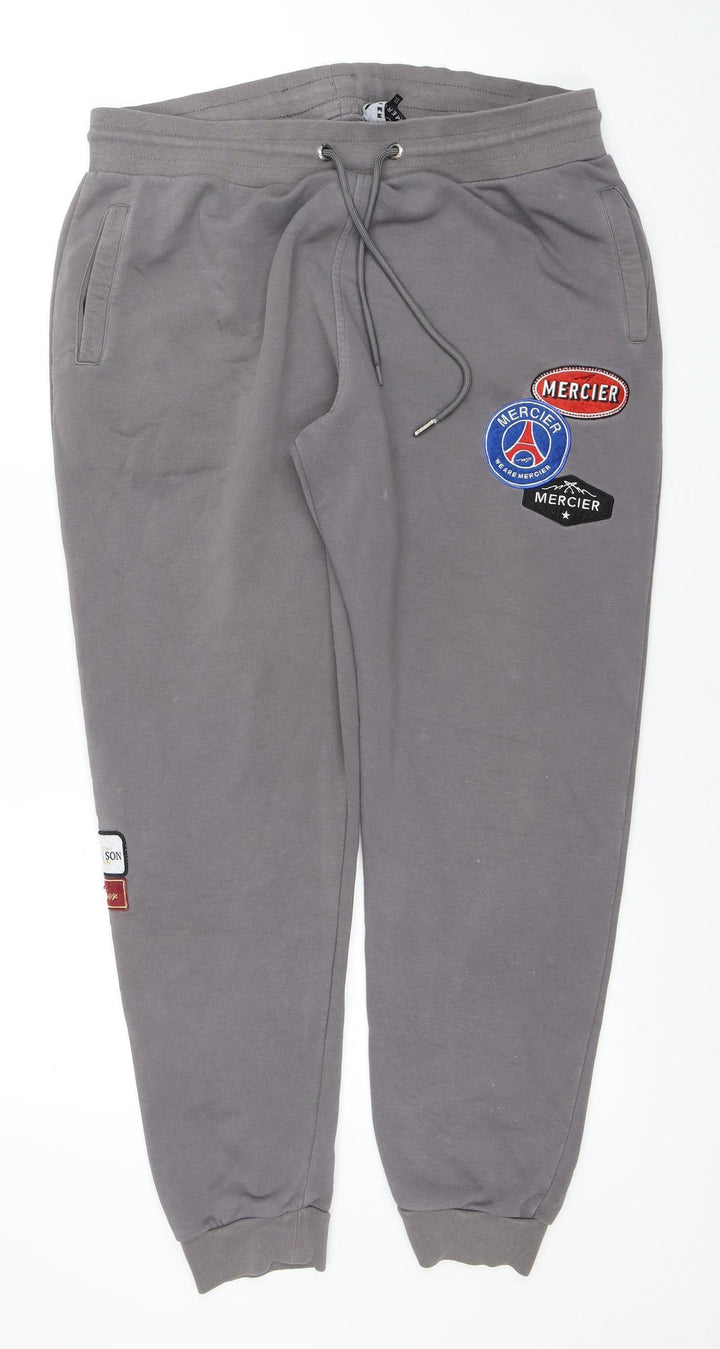 Mercier Men's Grey XL Jogger Sweatpants with Patches
