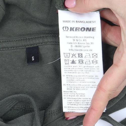 Krone Men's Green Pullover Hoodie Small Regular Fit Graphic Logo