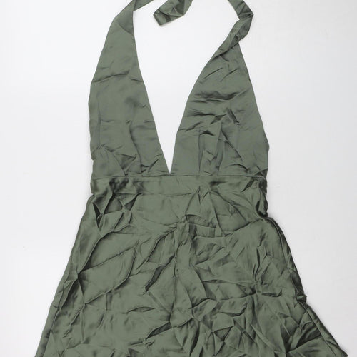 Zara Women’s Green Halter Satin Slip Dress Size 14