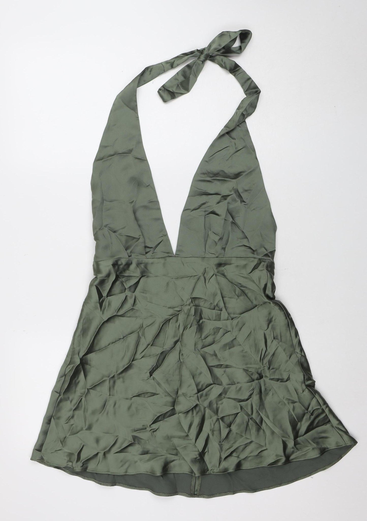 Zara Women’s Green Halter Satin Slip Dress Size 14