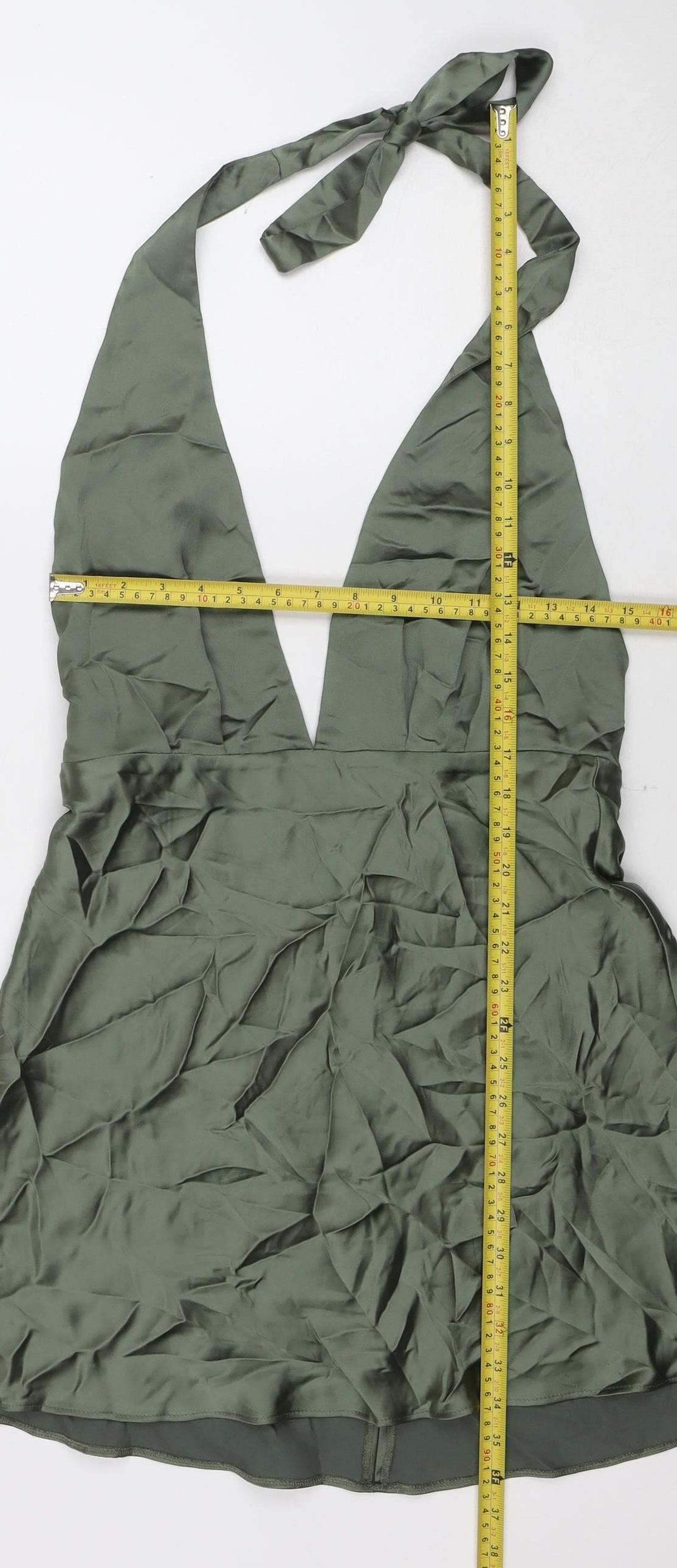 Zara Women’s Green Halter Satin Slip Dress Size 14