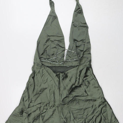 Zara Women’s Green Halter Satin Slip Dress Size 14