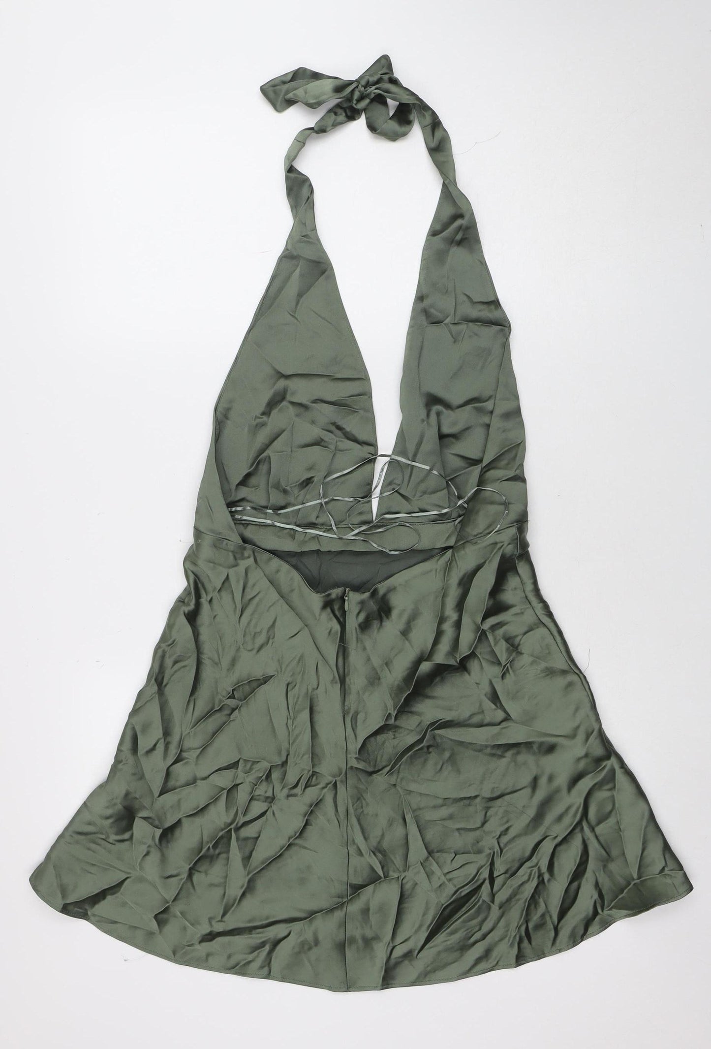 Zara Women’s Green Halter Satin Slip Dress Size 14