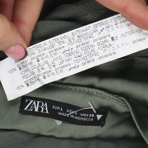 Zara Women’s Green Halter Satin Slip Dress Size 14