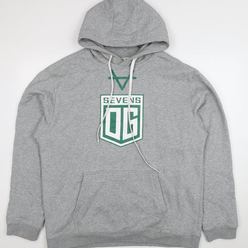 Oxen Mens Grey XL Pullover Hoodie Rugby Sevens Logo Sweatshirt