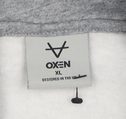 Oxen Mens Grey XL Pullover Hoodie Rugby Sevens Logo Sweatshirt