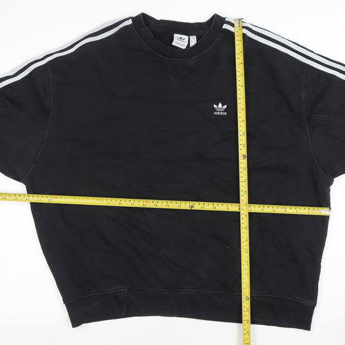 Adidas Womens Black Crew Neck Pullover Sweatshirt Size 12 Cotton