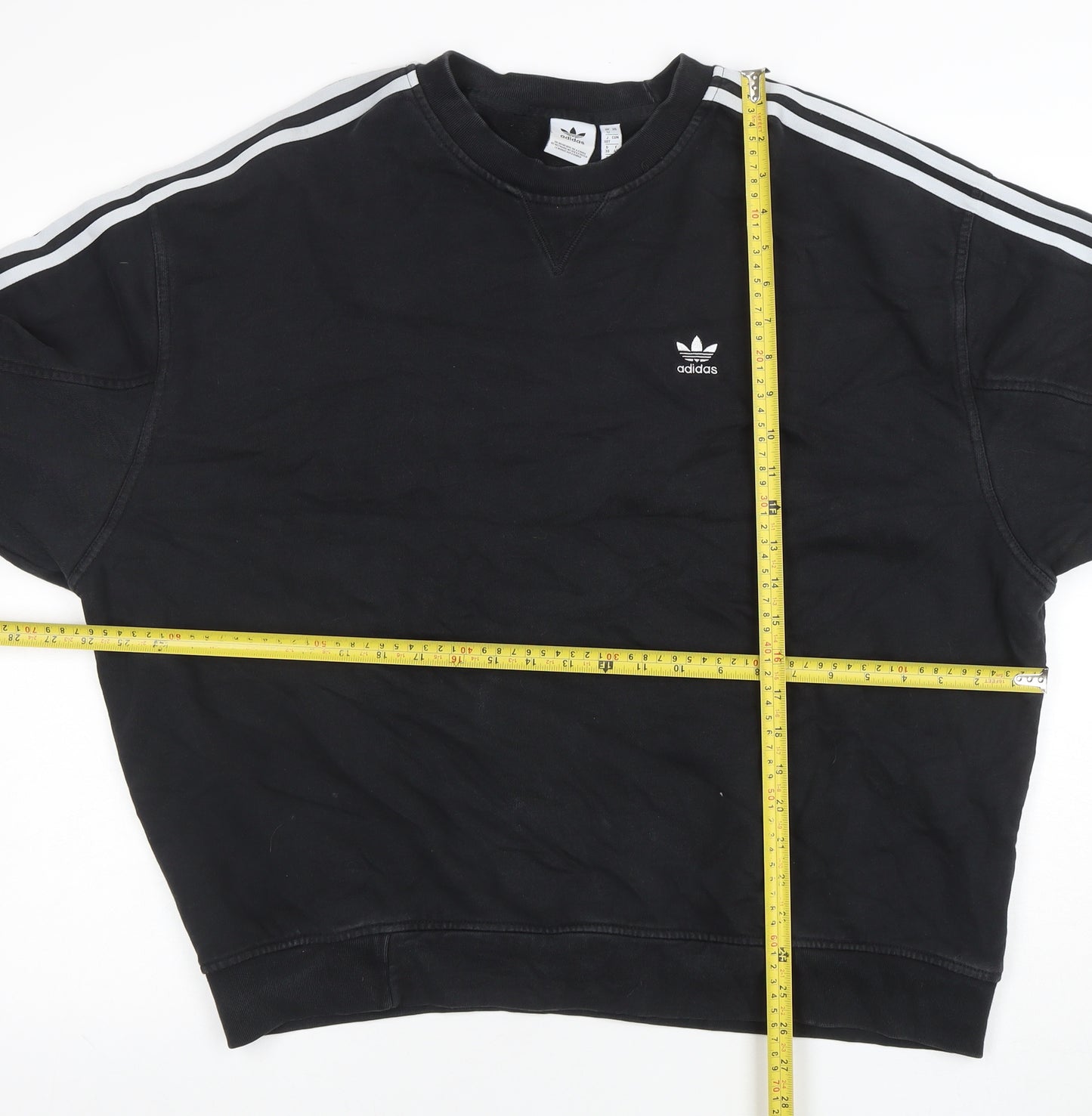 Adidas Womens Black Crew Neck Pullover Sweatshirt Size 12 Cotton
