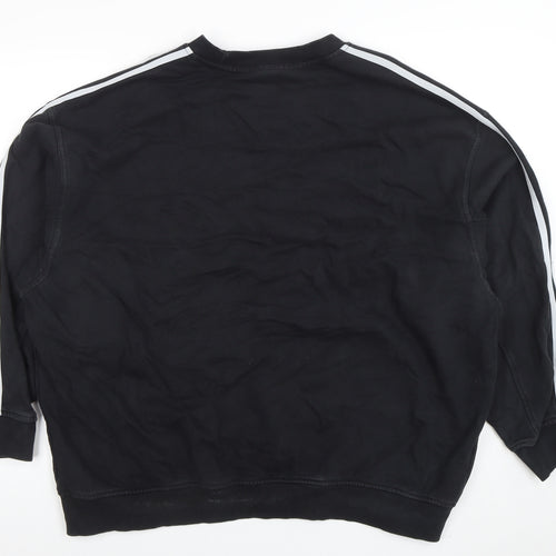 Adidas Womens Black Crew Neck Pullover Sweatshirt Size 12 Cotton