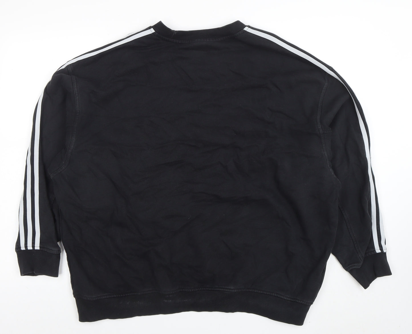 Adidas Womens Black Crew Neck Pullover Sweatshirt Size 12 Cotton