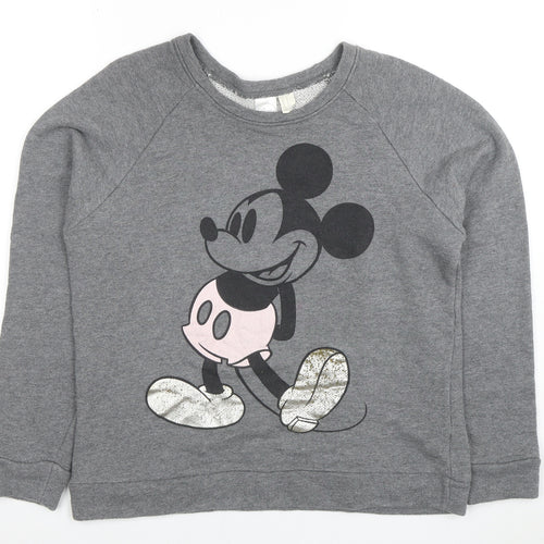 Disney Women Grey Mickey Mouse Graphic Pullover Sweatshirt Size M