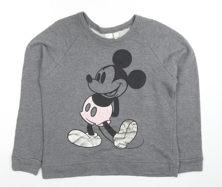 Disney Women Grey Mickey Mouse Graphic Pullover Sweatshirt Size M