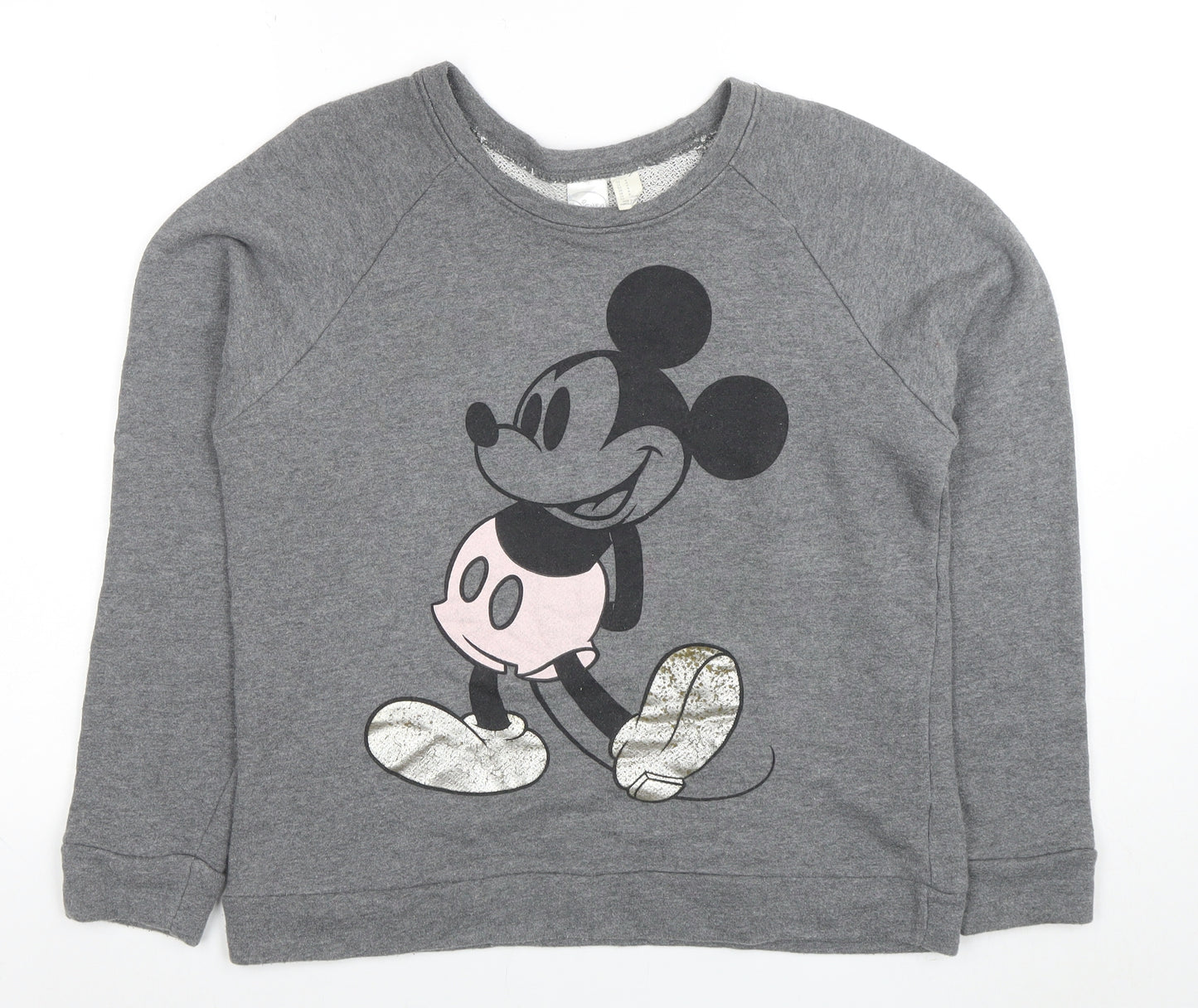Disney Women Grey Mickey Mouse Graphic Pullover Sweatshirt Size M