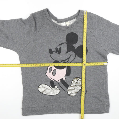 Disney Women Grey Mickey Mouse Graphic Pullover Sweatshirt Size M