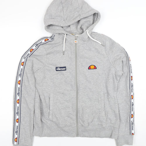 Ellesse Womens Grey Full Zip Hoodie UK 12 Logo Tape Detail