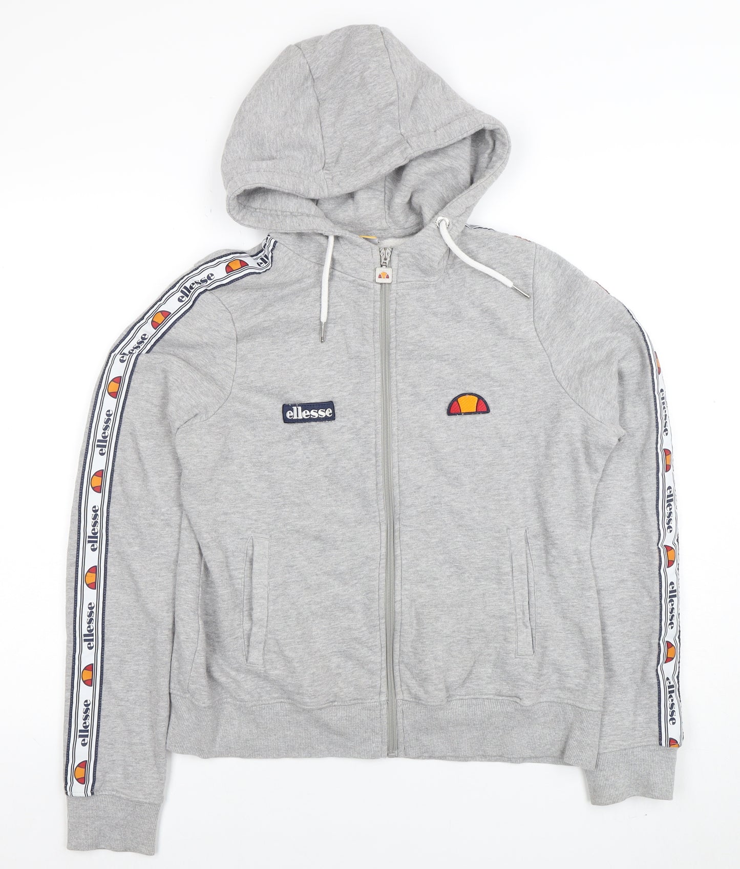 Ellesse Womens Grey Full Zip Hoodie UK 12 Logo Tape Detail