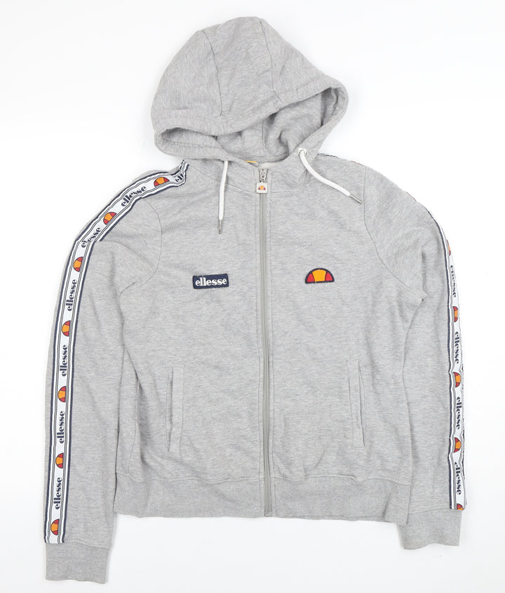 Ellesse Womens Grey Full Zip Hoodie UK 12 Logo Tape Detail