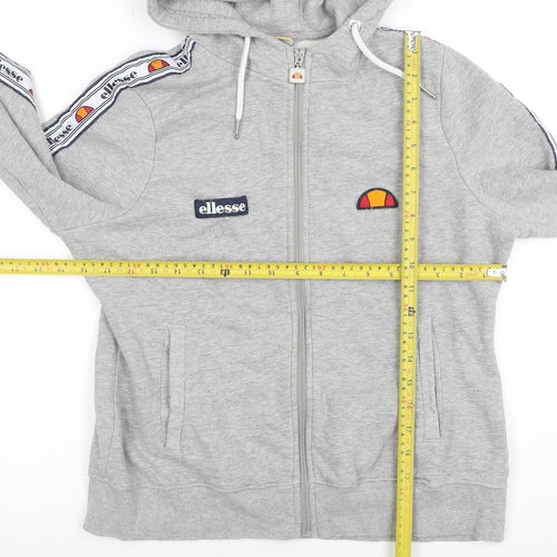 Ellesse Womens Grey Full Zip Hoodie UK 12 Logo Tape Detail