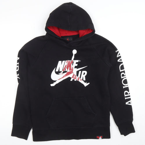 Nike Air Jordan Boys Black Pullover Hoodie 12-13 Years Graphic Print
