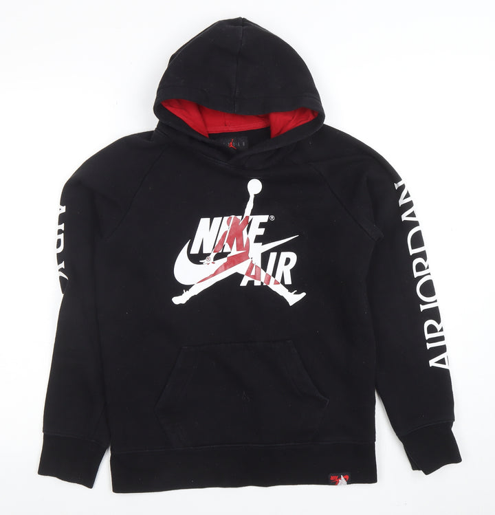 Nike Air Jordan Boys Black Pullover Hoodie 12-13 Years Graphic Print