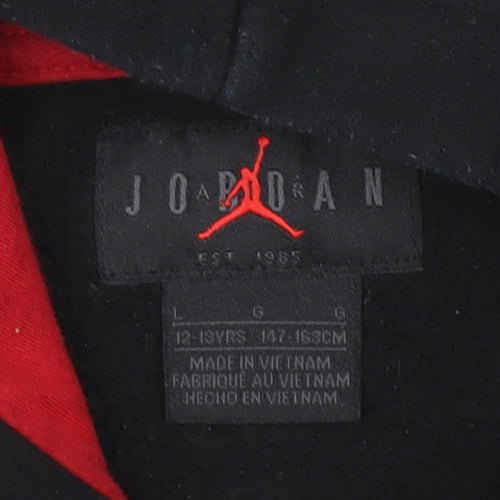 Nike Air Jordan Boys Black Pullover Hoodie 12-13 Years Graphic Print