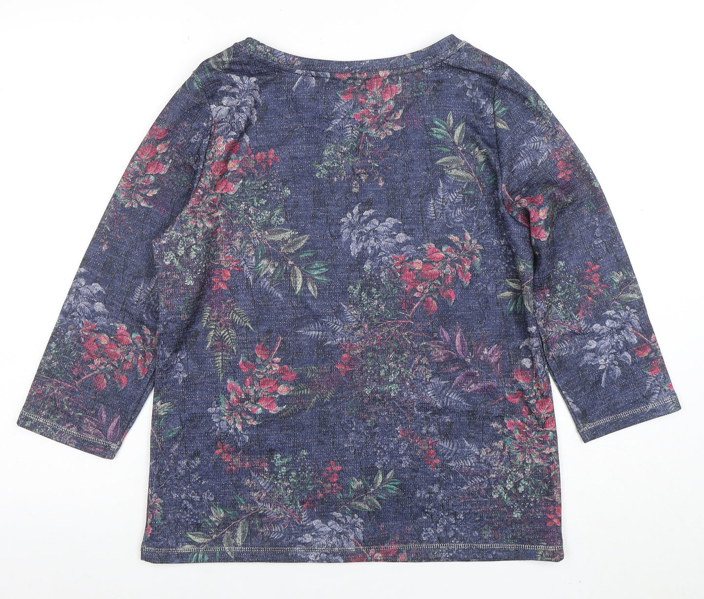 Anna Rose Women's Blue Floral 3/4 Sleeve Jersey Top Size M