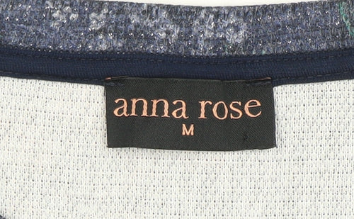Anna Rose Women's Blue Floral 3/4 Sleeve Jersey Top Size M