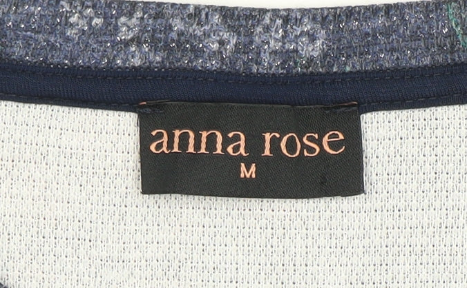 Anna Rose Women's Blue Floral 3/4 Sleeve Jersey Top Size M