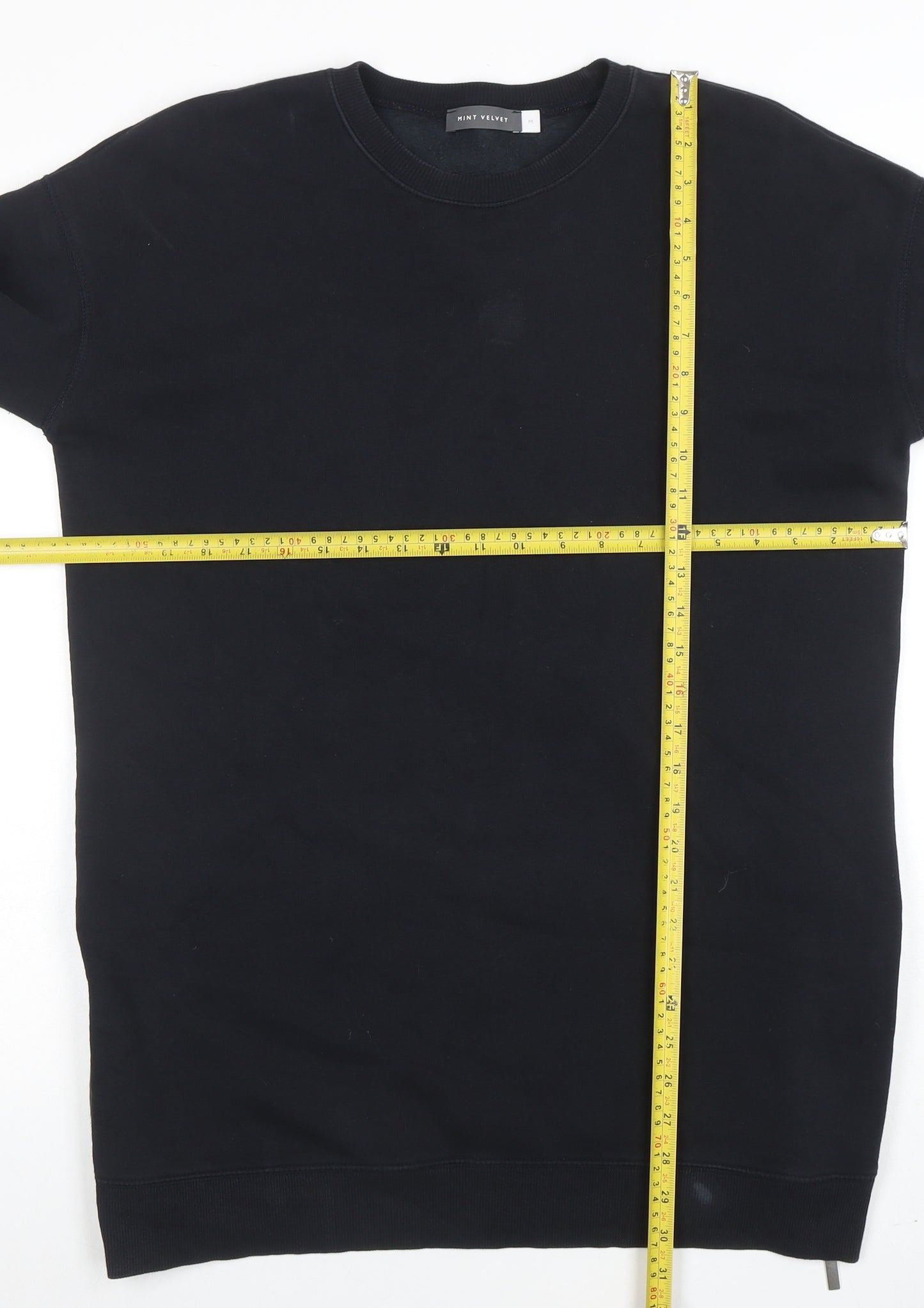 Mint Velvet Women's Black Longline Sweatshirt Dress Size M Zip Detail