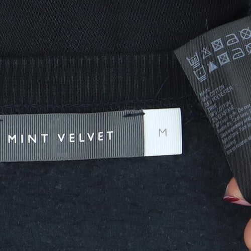 Mint Velvet Women's Black Longline Sweatshirt Dress Size M Zip Detail