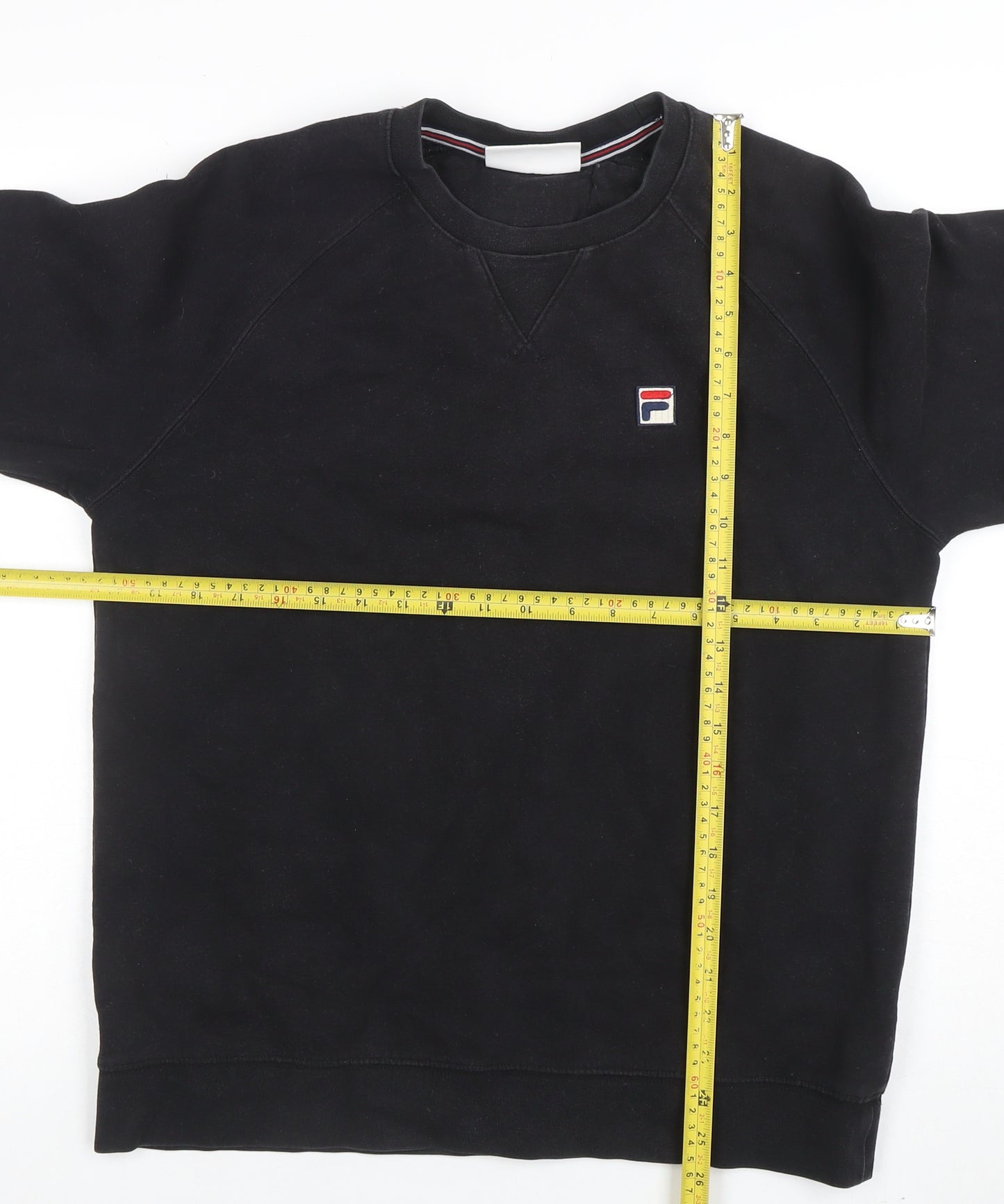 FILA Men's Black Crew Neck Pullover Sweatshirt L Regular Fit