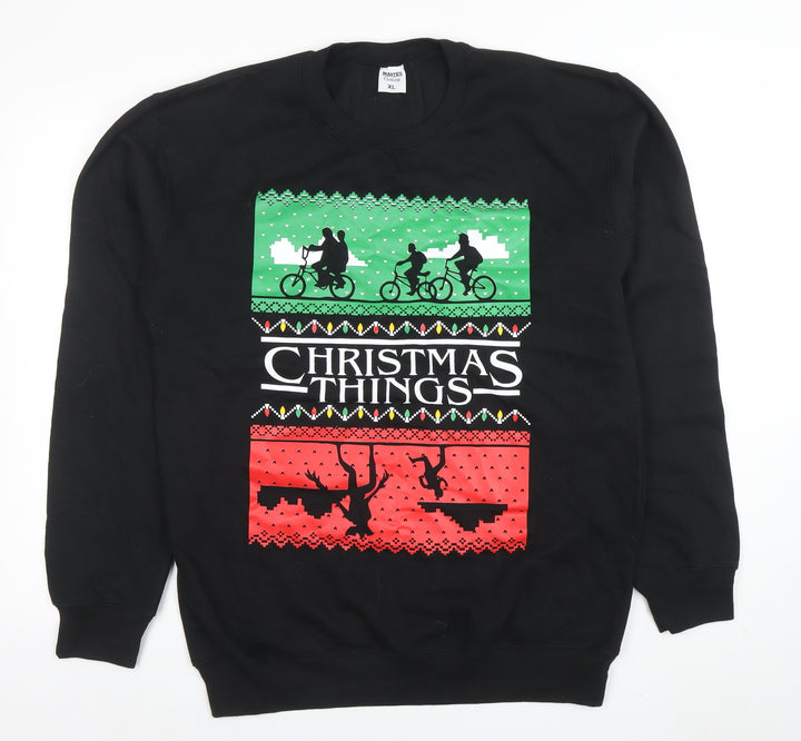 Martes Men’s Black XL Christmas Graphic Pullover Sweatshirt